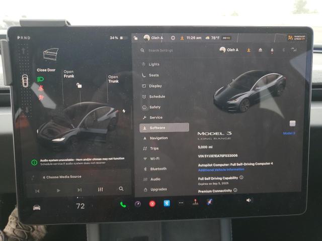 5YJ3E1EA7SF033006 - 2025 TESLA MODEL 3 BLACK photo 9