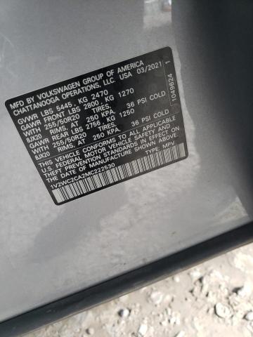 1V2WC2CA2MC222530 - 2021 VOLKSWAGEN ATLAS CROS SE ნაცრისფერი ფოტო 12