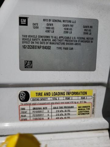 1G1ZC5E07AF184302 - 2010 CHEVROLET MALIBU 1LT 白色 照片 12