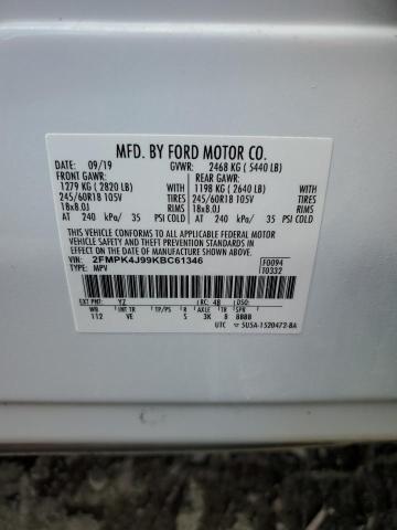 2FMPK4J99KBC61346 - 2019 FORD EDGE SEL Білий фото 13