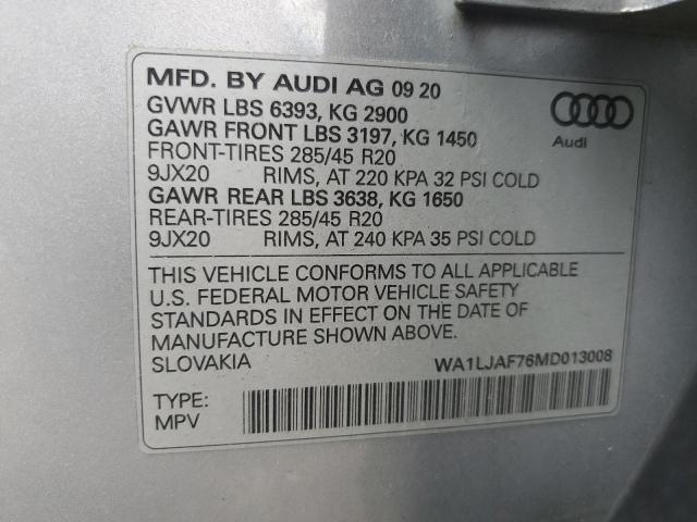 WA1LJAF76MD013008 - 2021 AUDI Q7 PREMIUM PLUS Noir photo 14