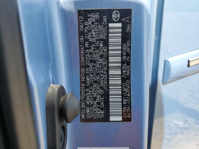 JTDKN3DP4C3011640 - 2012 TOYOTA PRIUS PLUG 蓝色 照片 13