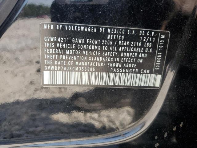 3VWDP7AJ8CM356885 - 2012 VOLKSWAGEN JETTA SE BLACK photo 12