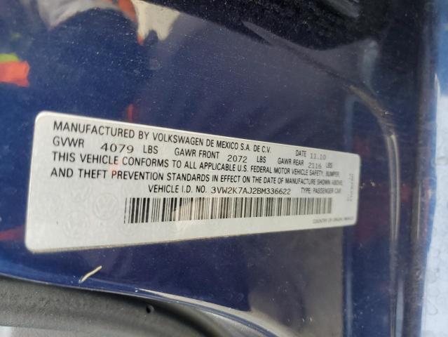 3VW2K7AJ2BM336622 - 2011 VOLKSWAGEN JETTA BASE BLUE photo 13