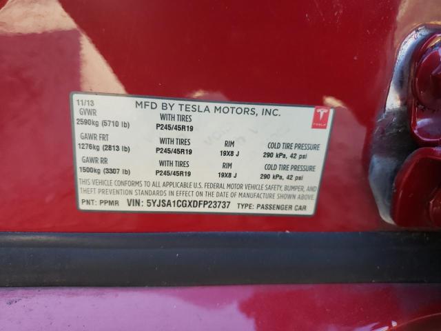 5YJSA1CGXDFP23737 - 2013 TESLA MODEL S RED photo 12