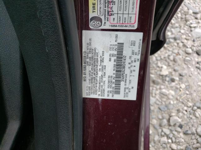 3FAHP0JG3BR241652 - 2011 FORD FUSION SEL BURGUNDY photo 12