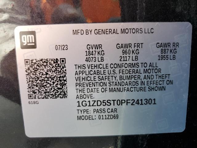 1G1ZD5ST0PF241301 - 2023 CHEVROLET MALIBU LT 蓝色 照片 12