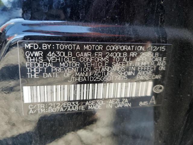 JTHBA1D25G5017475 - 2016 LEXUS IS 200T BLACK photo 12