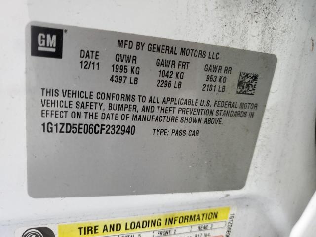 1G1ZD5E06CF232940 - 2012 CHEVROLET MALIBU 2LT 白色 照片 12