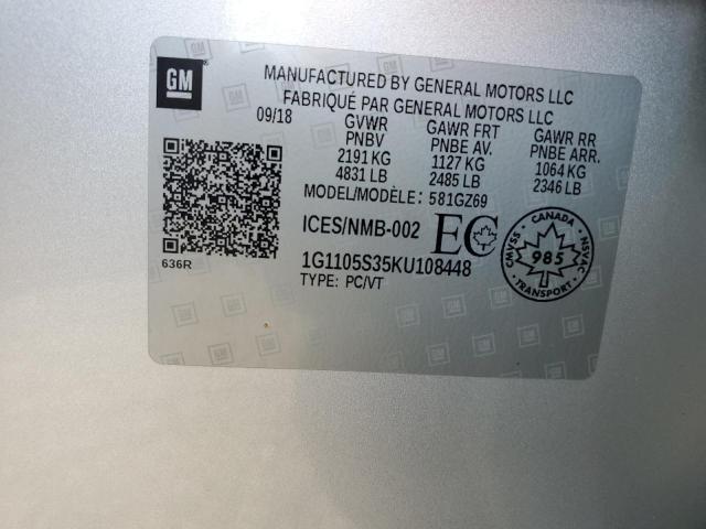 1G1105S35KU108448 - 2019 CHEVROLET IMPALA PREMIER SILVER photo 12