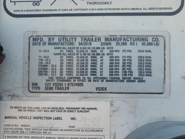 1UYVS2531K7574925 - 2019 UTILITY TRAILER Ağ foto 10