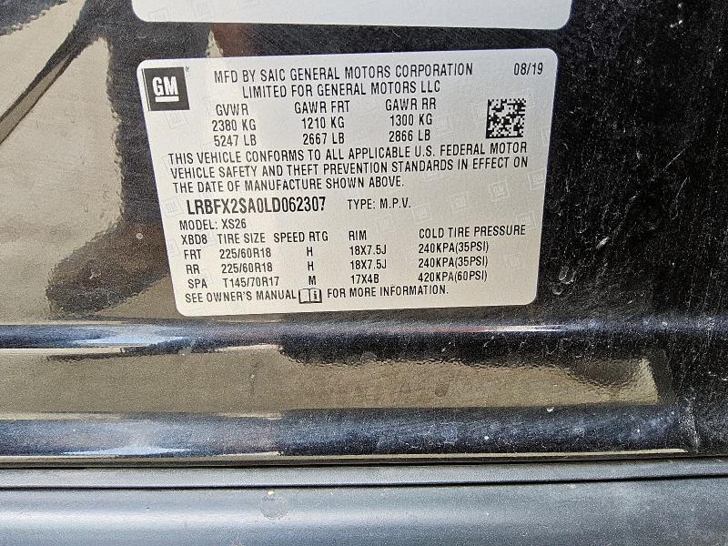 LRBFX2SA0LD062307 - 2020 BUICK ENVISION ESSENCE Սև լուսանկար 13