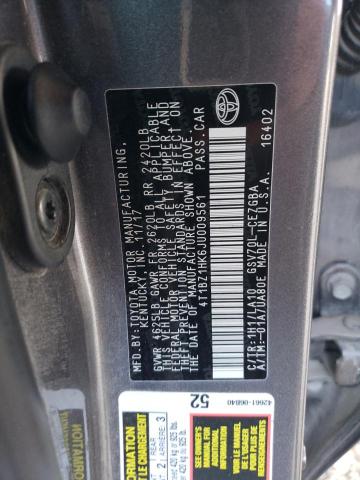 4T1BZ1HK6JU009561 - 2018 TOYOTA CAMRY XSE 灰色 照片 12