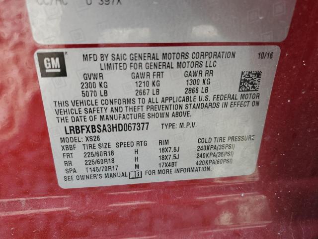 LRBFXBSA3HD067377 - 2017 BUICK ENVISION ESSENCE Qırmızı foto 13