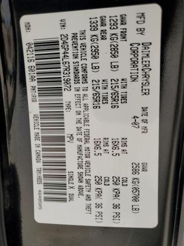 2D4GP44L67R319072 - 2007 DODGE GRAND CARAVAN SXT 黑色 照片 14