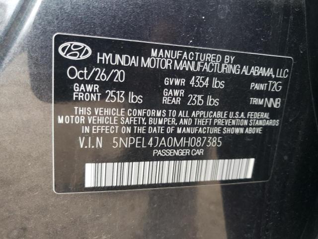 5NPEL4JA0MH087385 - 2021 HYUNDAI SONATA SEL CHARCOAL photo 12