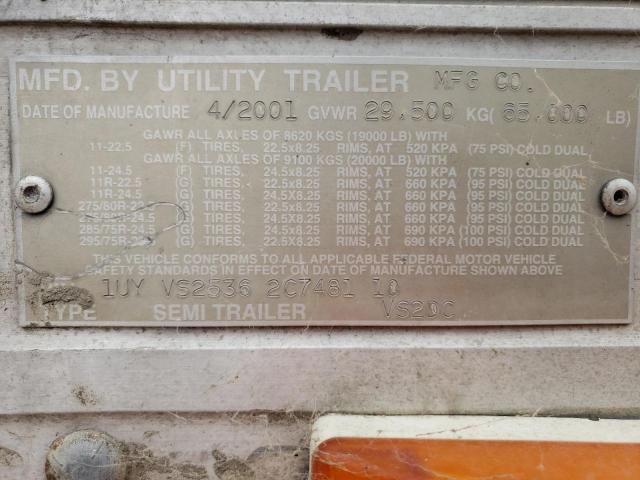 1UYVS25362C748110 - 2002 UTILITY TRAILER SILVER photo 10
