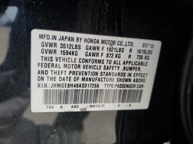 JHMGE8H48AS017266 - 2010 HONDA FIT SPORT BLACK photo 13