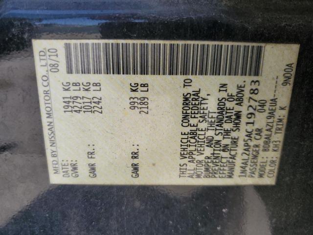 1N4AL2AP5AC192783 - 2010 NISSAN ALTIMA BASE 黑色 照片 12
