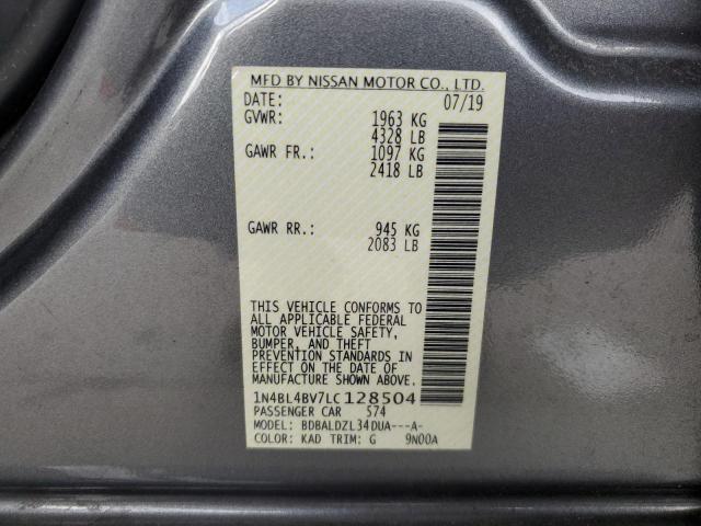 1N4BL4BV7LC128504 - 2020 NISSAN ALTIMA S GRAY photo 12