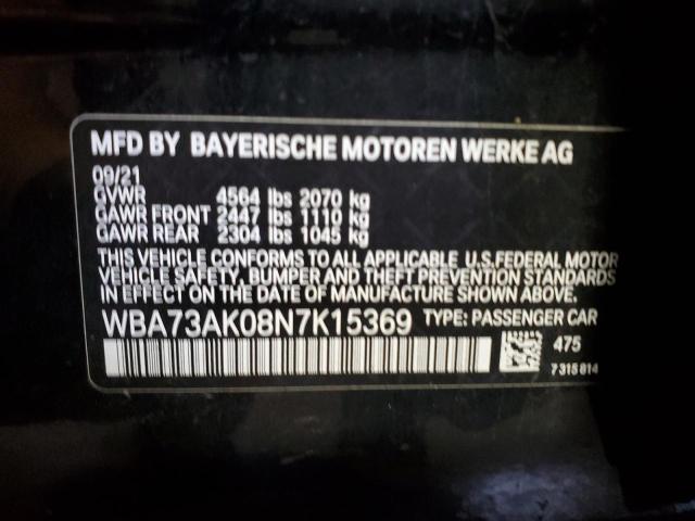 WBA73AK08N7K15369 - 2022 BMW 228XI أسود صورة 12