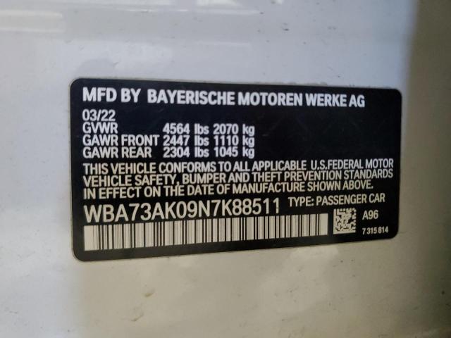 WBA73AK09N7K88511 - 2022 BMW 228XI 白色 照片 12