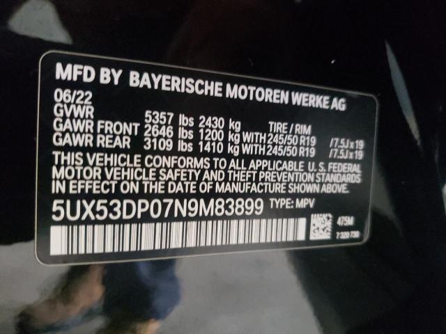 5UX53DP07N9M83899 - 2022 BMW X3 XDRIVE30I BLACK photo 13