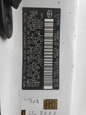 JTKDE177770173013 - 2007 TOYOTA SCION TC 白色 照片 12