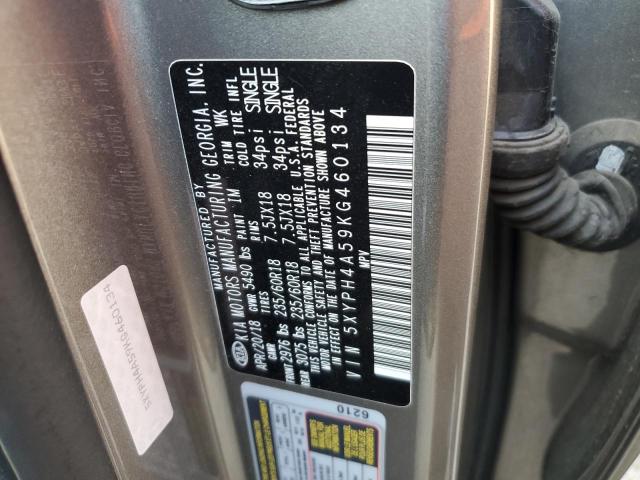 5XYPH4A59KG460134 - 2019 KIA SORENTO EX ნაცრისფერი ფოტო 13