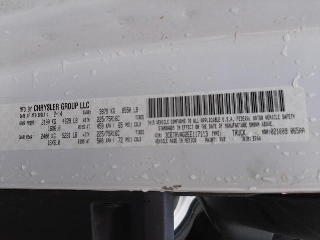 3C6TRVAG2EE117113 - 2014 RAM PROMASTER 1500 STANDARD WHITE photo 14