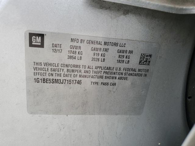 1G1BE5SM3J7151746 - 2018 CHEVROLET CRUZE LT SILVER photo 12