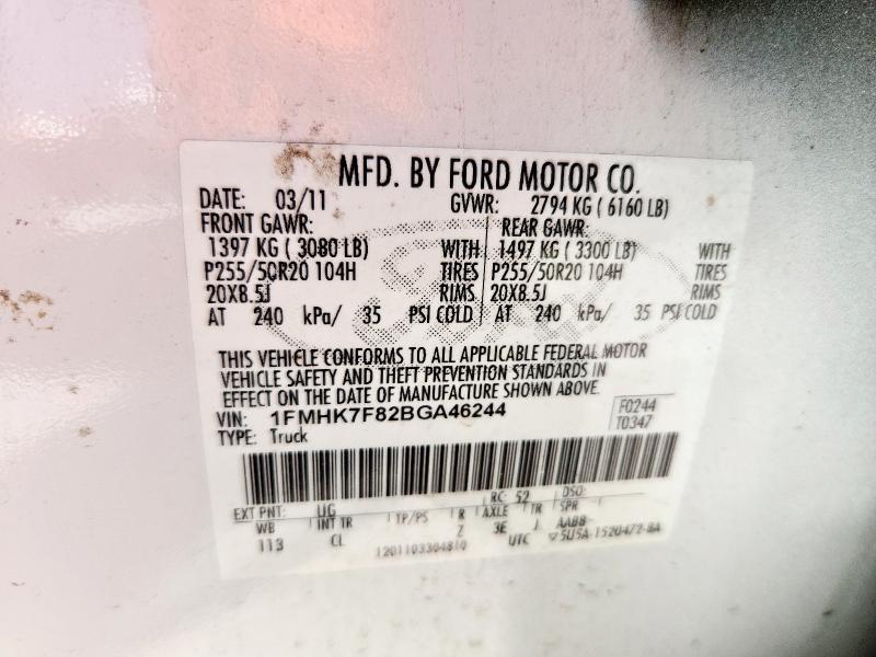 1FMHK7F82BGA46244 - 2011 FORD EXPLORER LIMITED WHITE photo 13