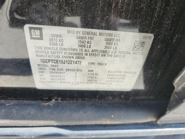 1GCPTCE19J1221472 - 2018 CHEVROLET COLORADO LT BLACK photo 12