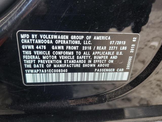 1VWAP7A31EC008340 - 2014 VOLKSWAGEN PASSAT S Սև լուսանկար 12