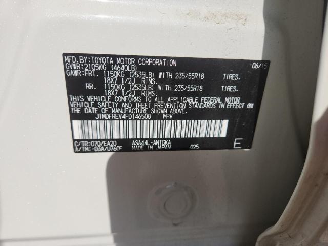 JTMDFREV4FD146508 - 2015 TOYOTA RAV4 LIMITED WHITE photo 13