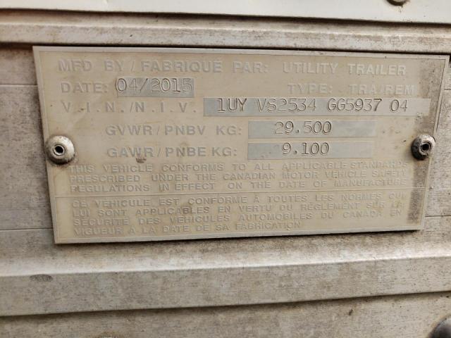 1UYVS2534GG593704 - 2016 UTILITY TRAILER WHITE photo 10