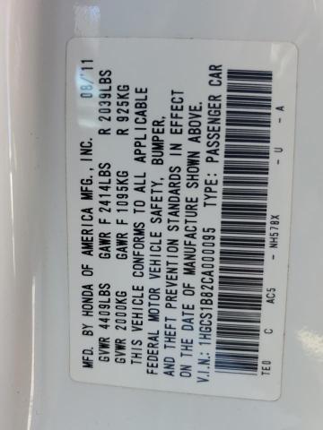 1HGCS1B82CA000095 - 2012 HONDA ACCORD EXL WHITE photo 12