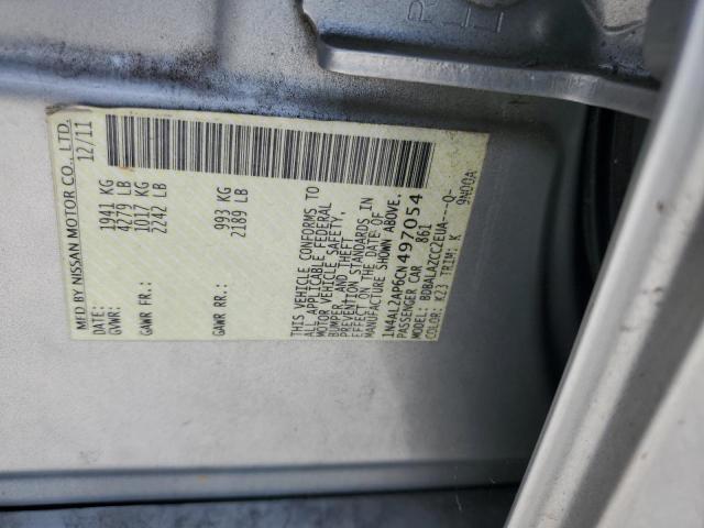 1N4AL2AP6CN497054 - 2012 NISSAN ALTIMA BASE ვერცხლისფერი ფოტო 12