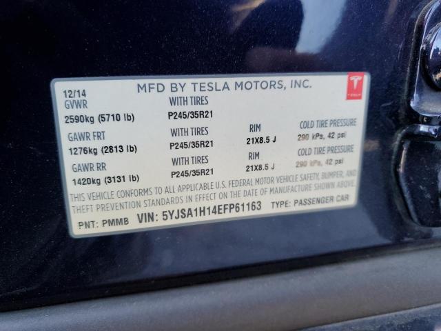 5YJSA1H14EFP61163 - 2014 TESLA MODEL S BLUE photo 14