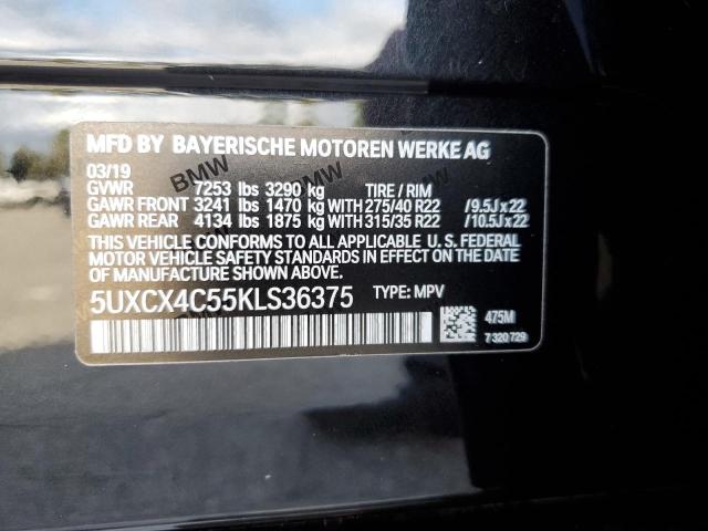 5UXCX4C55KLS36375 - 2019 BMW X7 XDRIVE50I BLACK photo 14