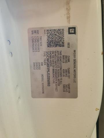 1GCWGBFP5J1335093 - 2018 CHEVROLET EXPRESS G2 Weiß Foto 13