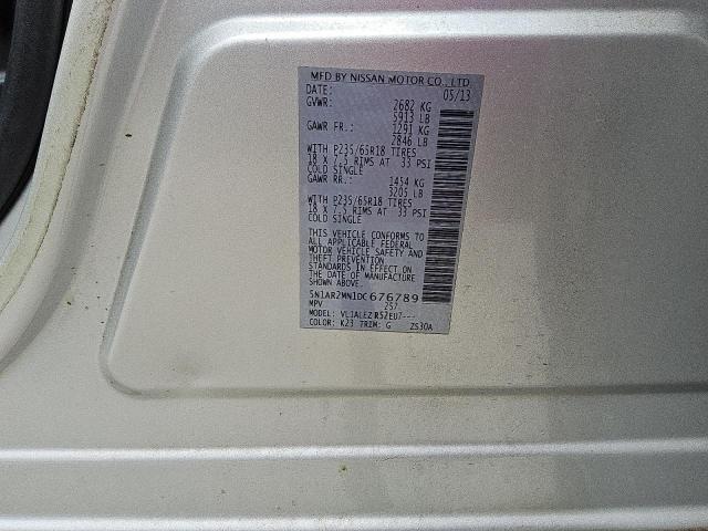 5N1AR2MN1DC676789 - 2013 NISSAN PATHFINDER S GRAY photo 13