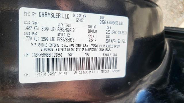 1A8HX58N98F121851 - 2008 CHRYSLER ASPEN LIMITED 黑色 照片 10