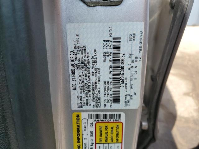 3FA6P0H73DR188032 - 2013 FORD FUSION SE 银色 照片 12