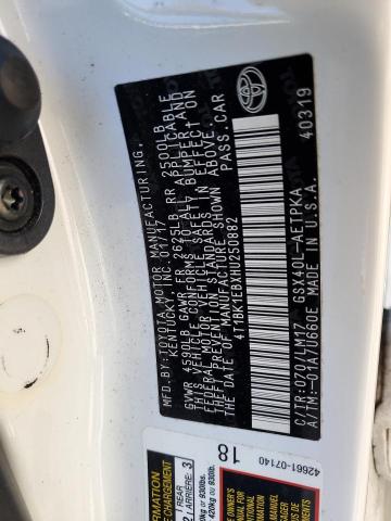 4T1BK1EBXHU250882 - 2017 TOYOTA AVALON XLE WHITE photo 12