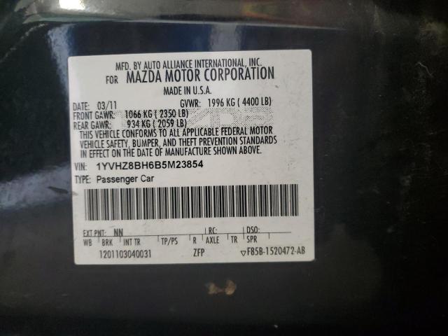 1YVHZ8BH6B5M23854 - 2011 MAZDA 6 I أسود صورة 12