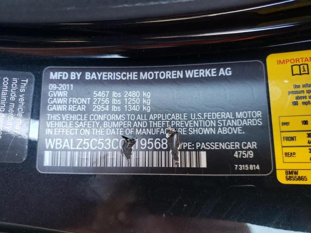 WBALZ5C53CC619568 - 2012 BMW 650 XI BLACK photo 12