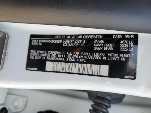 LYV402FM5GB089617 - 2016 VOLVO S60 PLATINUM WHITE photo 12