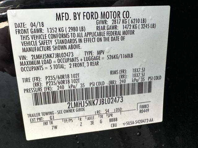 2LMHJ5NK7JBL02473 - 2018 LINCOLN MKT Czarny zdjęcie 10