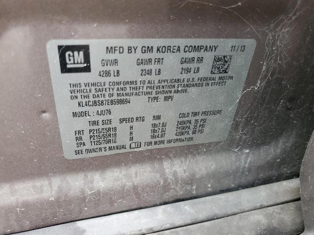 KL4CJBSB7EB598694 - 2014 BUICK ENCORE CONVENIENCE TAN photo 13